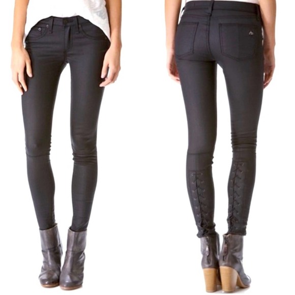 Rag & Bone Devi Lace-Up Skinny Jeans - SHOREDITCH Black - Picture 1 of 12